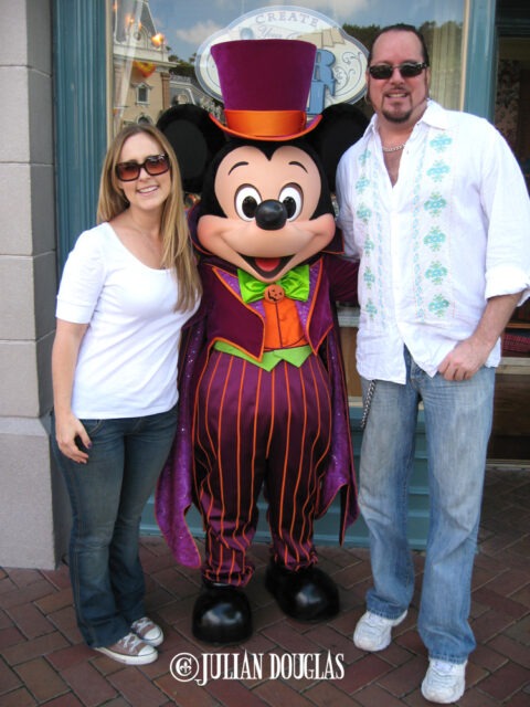 Nicole & I with Mickey Mouse himself, donning his Halloween costume, October 2009.