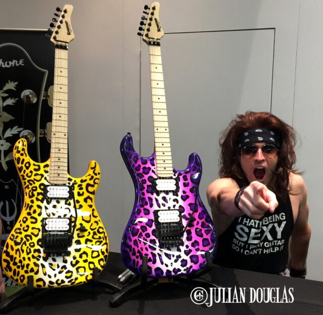 Steel Panther's Satchel, doing his signingfor his new Kramer Signature Guitars, January 23rd, 2015.