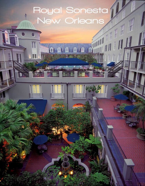 The grand courtyard of the Royal Sonesta with all it's New Orleans charm (photo courtesy of Royal Sonesta).