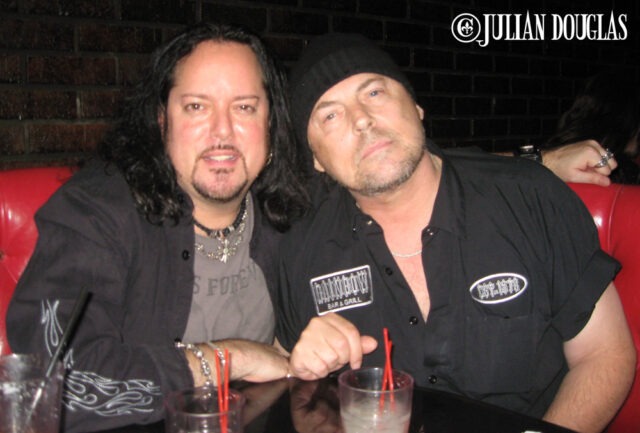 Having drinks at Saint Rocke while watching George Lynch's show, August 2009.